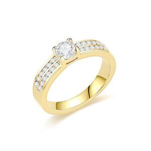 3/$35 18K Gold Plated Band Ring Round Cut Cubic Zirconia CZ Stainless Steel Gift